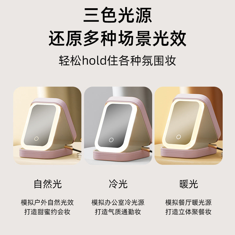 Cosmetic storage box with light mirror