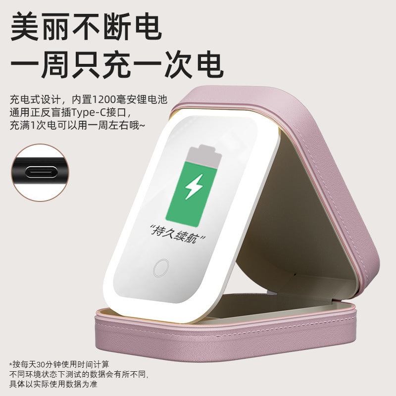 Cosmetic storage box with light mirror