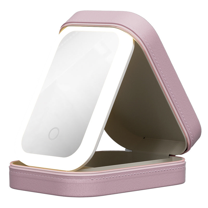 Cosmetic storage box with light mirror